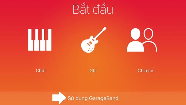 Bấm Sử dụng GarageBand để bắt đầu vào ứng dụng.