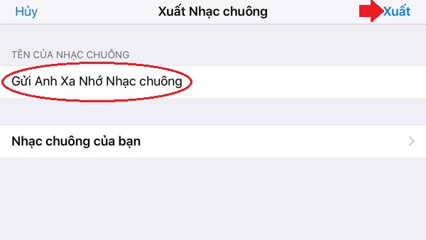 Đặt tên cho file nhạc chuông và bấm Xuất.