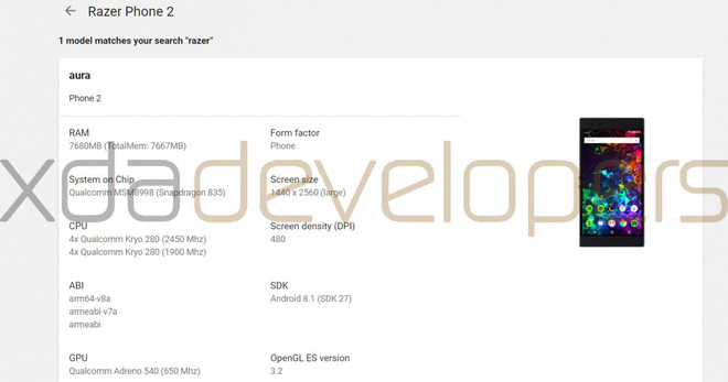 Cấu hình của Razer Phone 2 có thể sẽ gây thất vọng: Vẫn là Snapdragon 835, 8GB RAM và màn hình cũ - Ảnh 2. Cấu hình của Razer Phone 2 có thể sẽ gây thất vọng: Vẫn là Snapdragon 835, 8GB RAM và màn hình cũ - Ảnh 2.