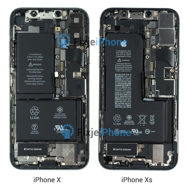 Video mổ bụng iPhone XS: Pin chữ L liền khối, dung lượng nhỏ hơn iPhone X - Ảnh 2. Video mổ bụng iPhone XS: Pin chữ L liền khối, dung lượng nhỏ hơn iPhone X - Ảnh 2.